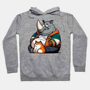 Rhino petting cat Hoodie